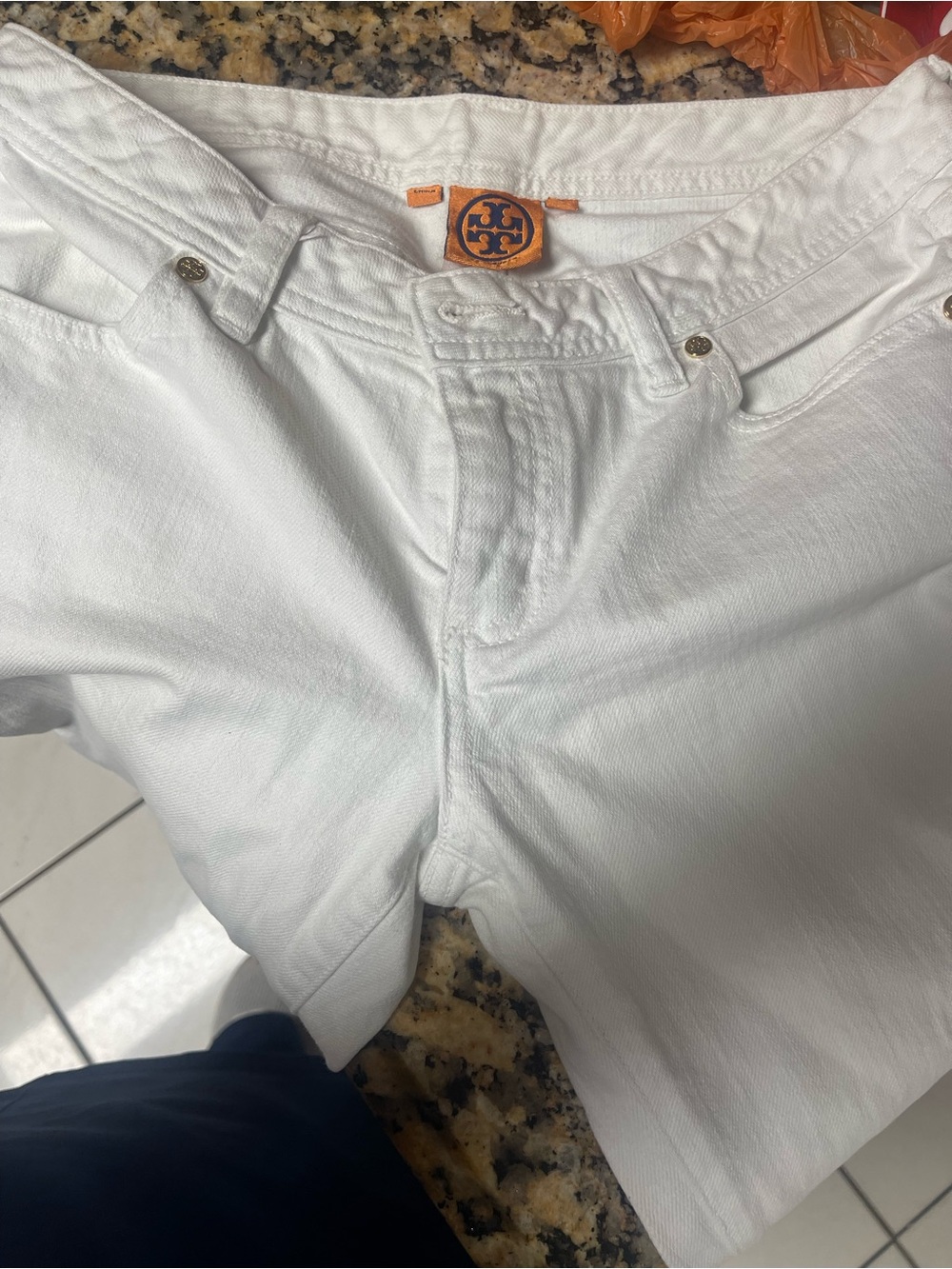 Tory Burch White Chinos with Gray Ombre Leg - Picture 3 of 3
